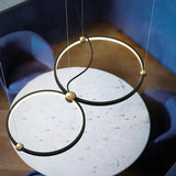 Lampadari a Sospensione Neri Doppio Anello Led