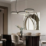 Lampadari a Sospensione Neri Doppio Anello Led