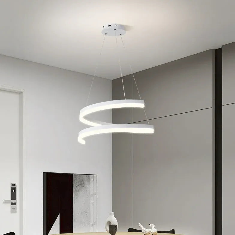 Lampadario Moderno Bianco Led a Spirale