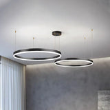 Lampadario Circolare LED Dimmerabile in Metallo Design Moderno per Soggiorno