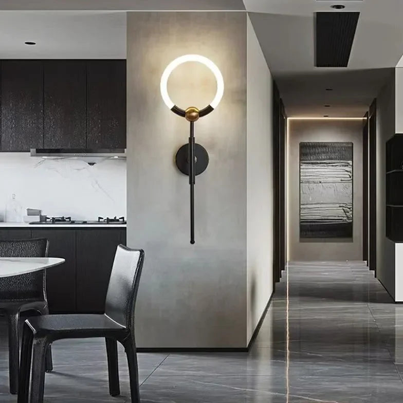 Lampada a Led da Parete Nera Circolare