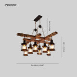 Lampadario Industriale Legno con Elementi Candela