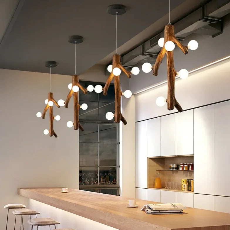 Lampade Cucina a Sospensione in Legno Design Creativo