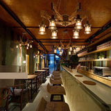 Lampadario a Sospensione in Legno Multi Lanterne