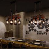 Lampadari Vintage Legno in Stile Country con Altezza Regolabile per Sala Pranzo