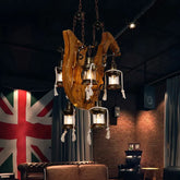 Lampadario a Lanterna Vintage Raffinato in Legno