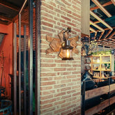 Applique vintage in legno a forma di lanterna