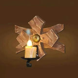 Applique vintage in legno a forma di lanterna