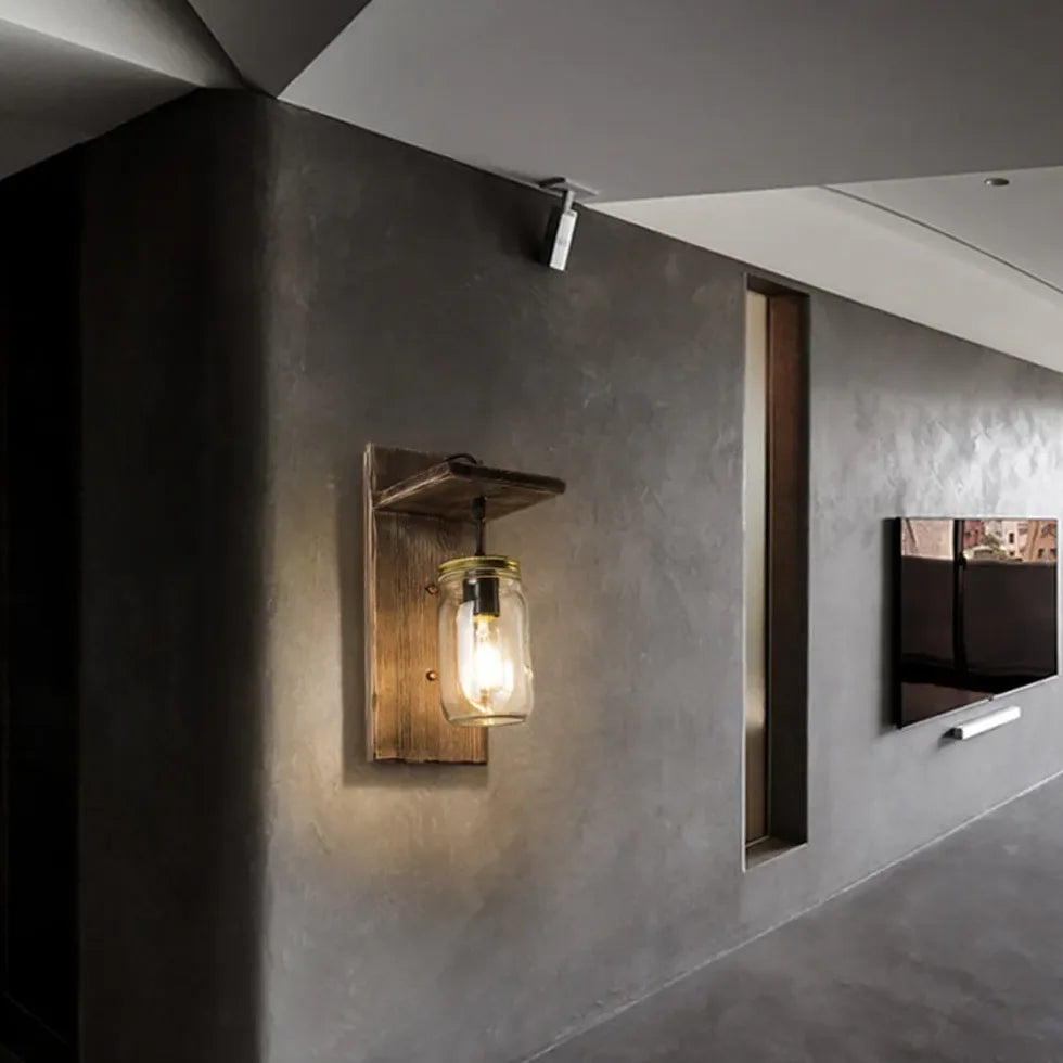 Applique da Parete Stile Antico Legno Vetro