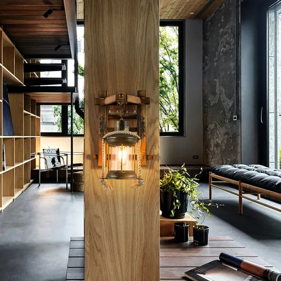 Applique da Parete Corda Design Legno