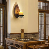 Applique candelabro in legno di pino vintage