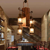 Lanterna in Legno Industrial Lampadari Sospesi Vintage