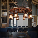 Lampadari Industrial Chic a Ingranaggio in Legno