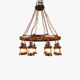 Lampadari Industrial Chic a Ingranaggio in Legno