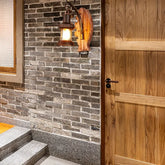 Applique legno vintage a forma di lanterna pesce