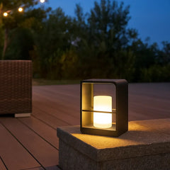 Lampade LED da Terrazzo Moderne Solari in Metallo Nero Rettangolari