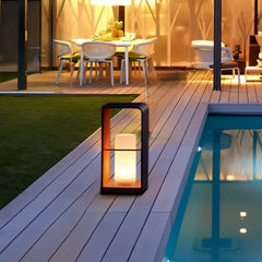 Lampade LED da Terrazzo Moderne Solari in Metallo Nero Rettangolari