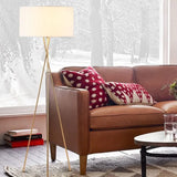 Lampada da terra tripode in tessuto per soggiorno