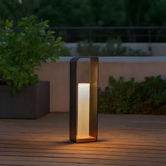 Lampade LED da Terrazzo Moderne Solari in Metallo Nero Rettangolari