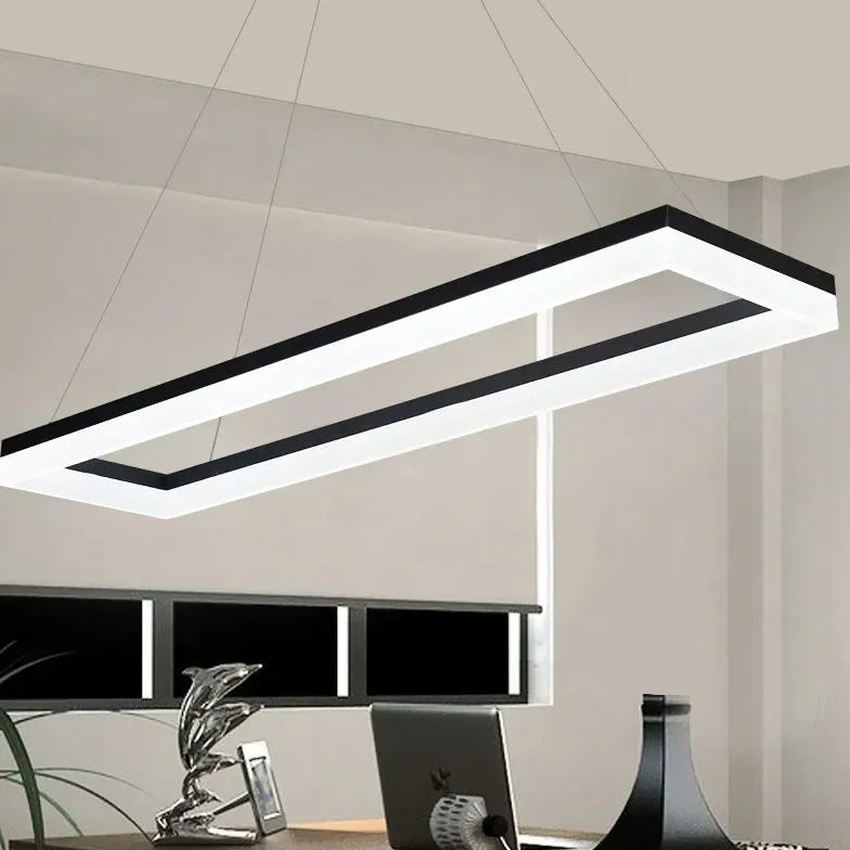 Lampadari Ufficio Led Design Elegante Nero Rettangolare