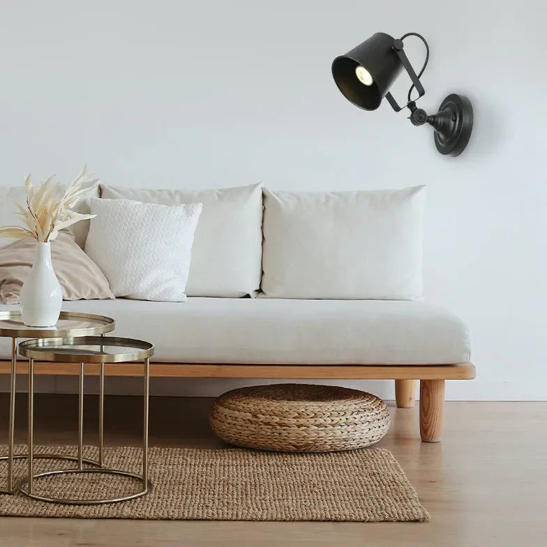 Applique Moderna Nera Regolabile Industriale Forma Cilindrica