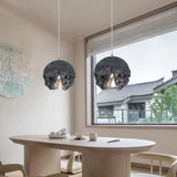 Lampadario da Sala da Pranzo Design a Sfera Irregolare in Pietra
