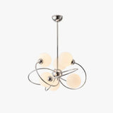 Lampadario Palla Vetro Bianca a Forma Ad Arco