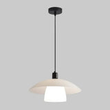 Lampadario Moderno a Due Strati in Vetro Bianco