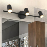 Applique 3 Faretti Nera Impermeabile per Bagno