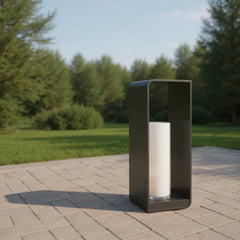 Lampade LED da Terrazzo Moderne Solari in Metallo Nero Rettangolari