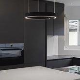 Lampadario Anelli LED Dimmerabili Design Moderno in Metallo Nero per Sala da Pranzo