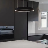 Lampadario Anelli LED Dimmerabili Design Moderno in Metallo Nero per Sala da Pranzo