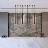 Lampadario Nero in Metallo a Forma Lunga per Cucina