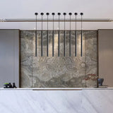 Lampadario Nero in Metallo a Forma Lunga per Cucina