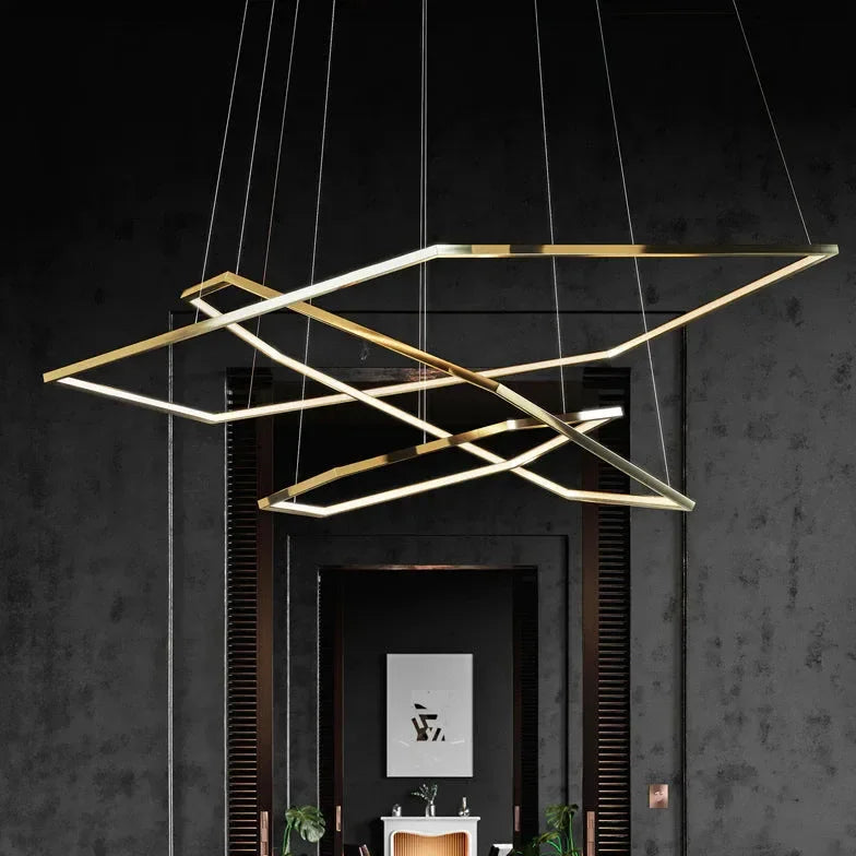 Lampadario Moderno Oro Design Geometrico Elegante