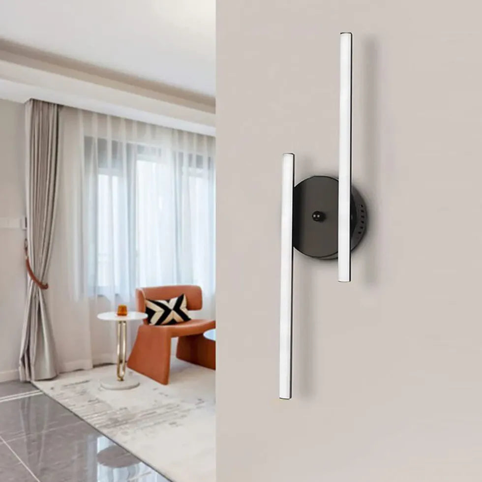 Applique Nere Design Moderno a Doppia Lineare