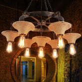 Lampadario a Sospensione Industriale Vintage con Decorazioni in Corda