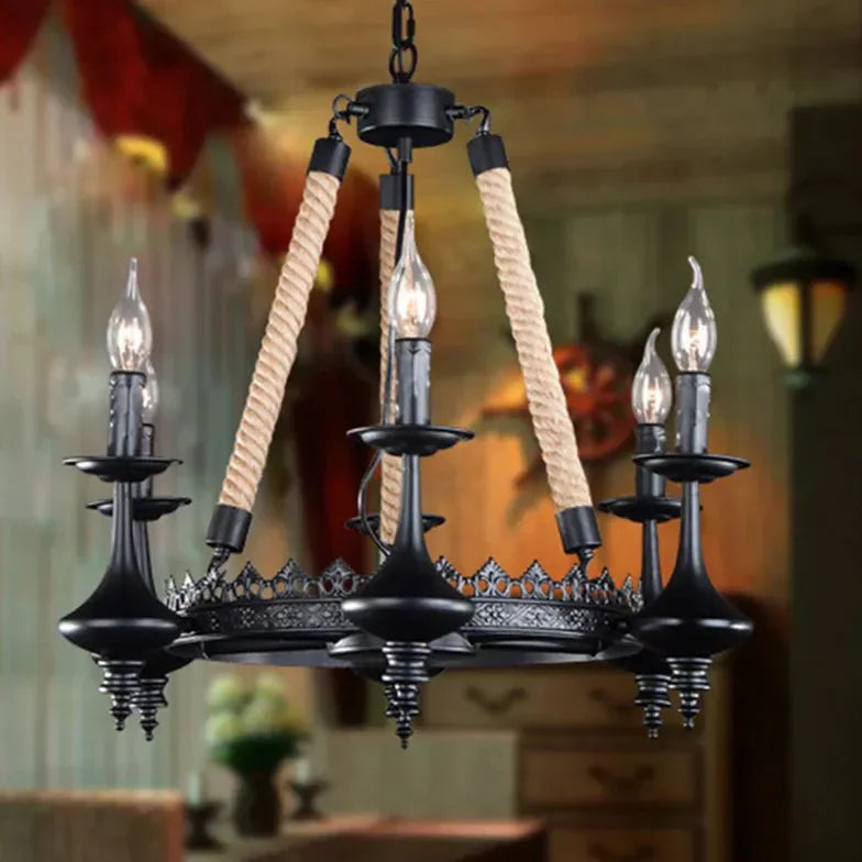 Lampadari Vintage a Sospensione Candelabro Nero