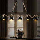 Lampadari in Corda di Canapa Stile Industriale Altezza Regolabile in Metallo per Sala Pranzo