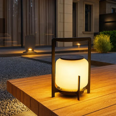 Lampada portatile da esterno a lanterna LED calda solare in vetro per giardino