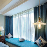 Lampadario Vetro Trasparente Vintage Design Elegante a Petalo