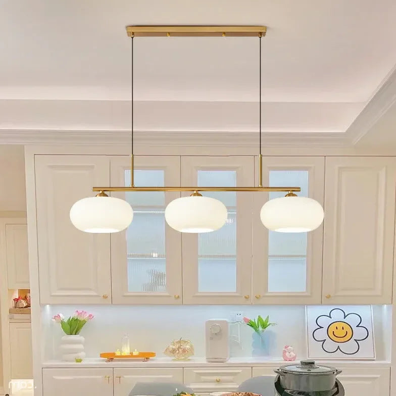 Lampadario Led per Cucina Bianco Vetro Elegante