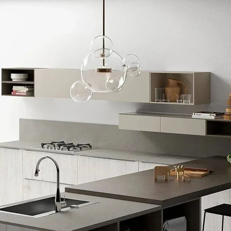 Lampadario Cucina Vetro Bolla Creativa Trasparente