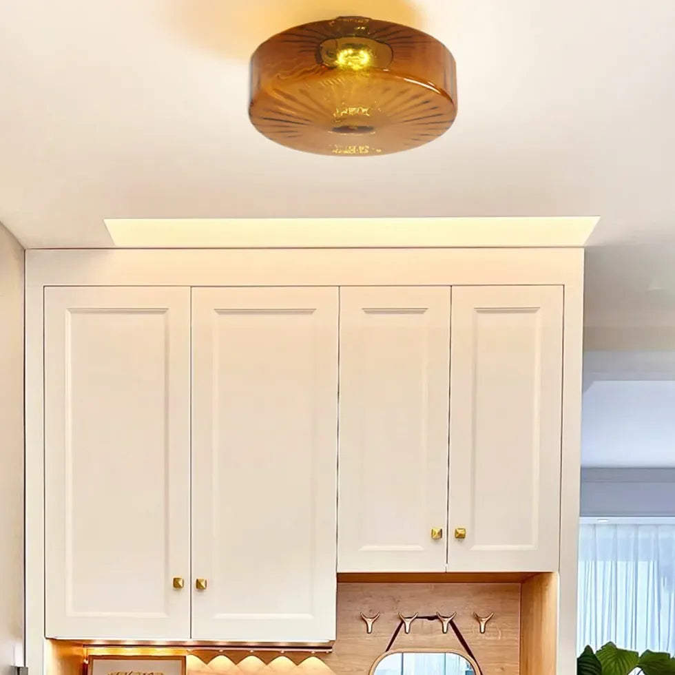 Plafoniera a LED Soffitto in Vetro Ambra Vintage
