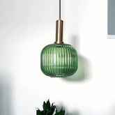 Lampadario a Sfera di Vetro Verde