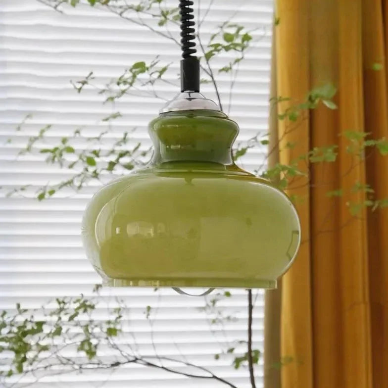 Lampadari Vintage Vetro Verde a Forma di Zucca