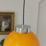 Lampadario Vintage Vetro Arancione Sferico