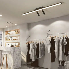 Faretto LED da soffitto lineare moderno nero con 2 faretti orientabili per soggiorno