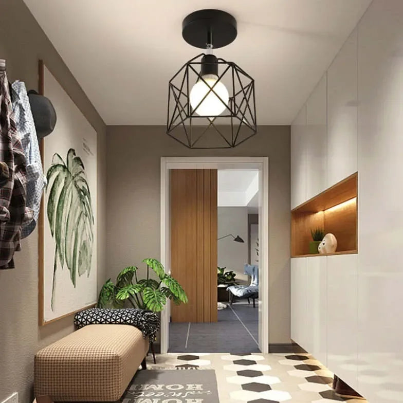 Plafoniere Metalliche Geometriche Moderne Nere