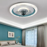 Ventilatore con Luce Soffitto Blu Cerchio Minimalista